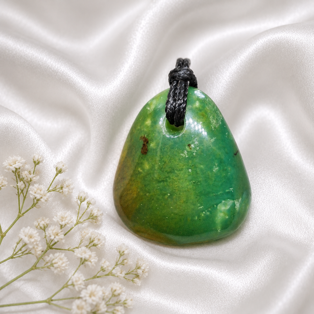 Gem Silica Anhänger mit Kette – AAA-Qualität | Edelstein Amulett 32×30 mm