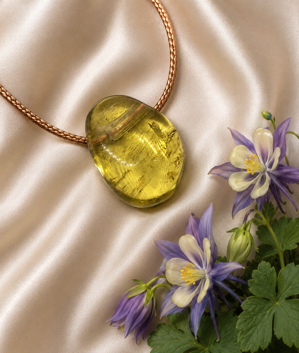 Zitronenquarz Anhänger – Lemon Quarz Lochstein, 20 × 30 mm, Goldband | Elassteine