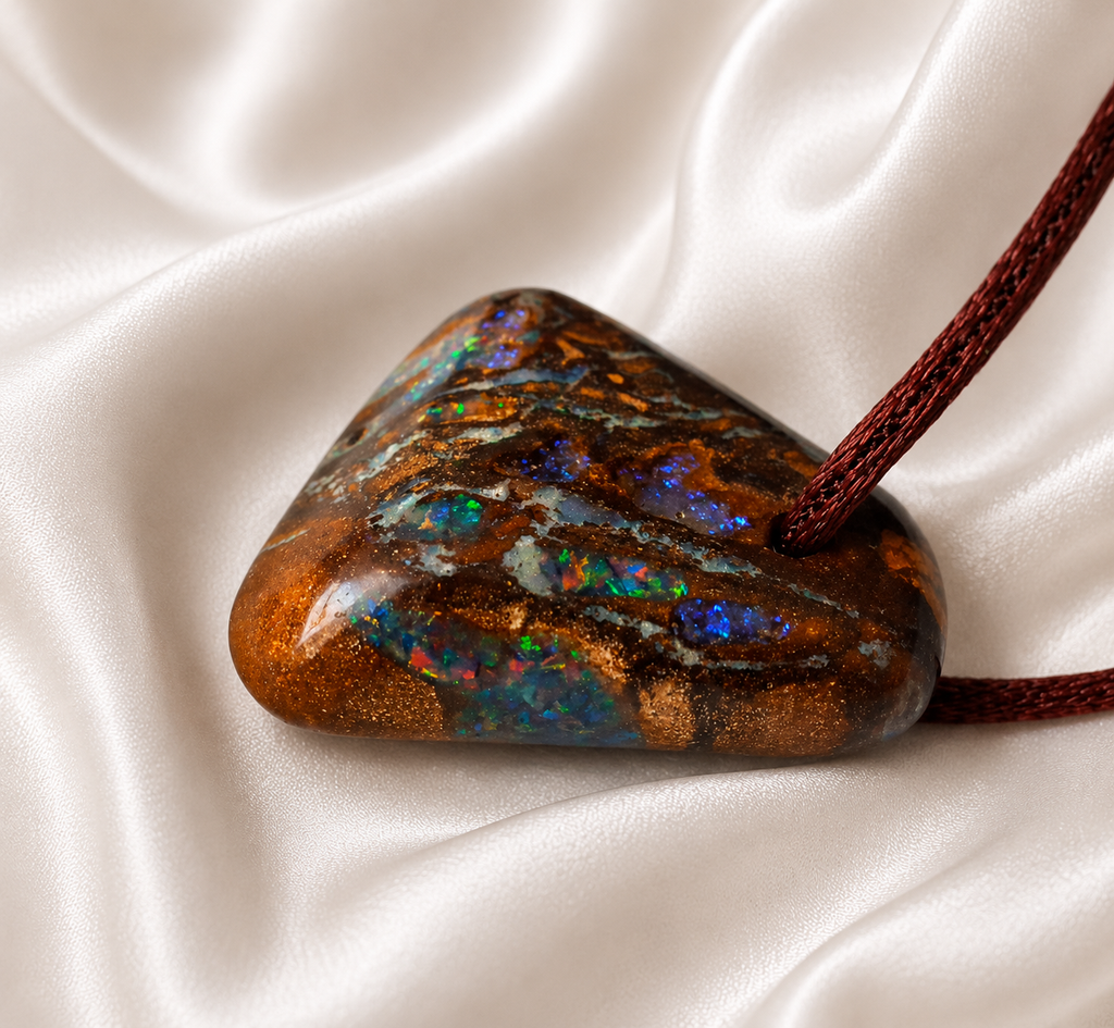 Boulder-Matrix-Opal Anhänger – Amulett & Glücksbringer | Unikat aus Australien | 3,5×3×1,1 cm
