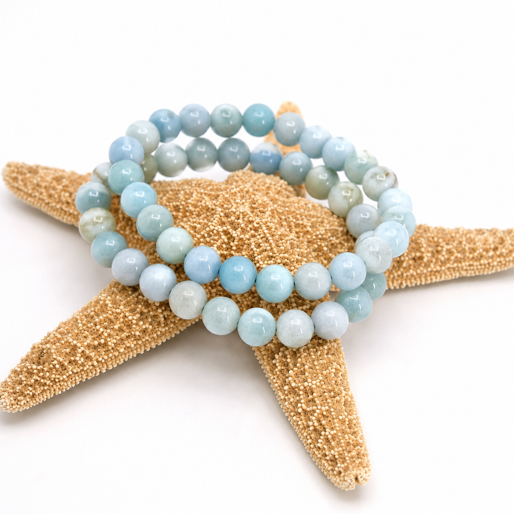 Aquamarin Armband aus Madagaskar – AA-Qualität, 8 mm Perlen, 19 cm