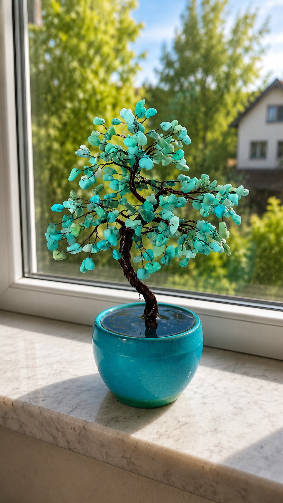 Amazonit Edelsteinbaum – Bonsaibaum aus echtem Amazonit | Made in Germany