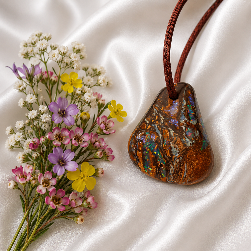 Boulder-Matrix-Opal Anhänger – Amulett & Glücksbringer | Unikat aus Australien | 3,5×3×1,1 cm