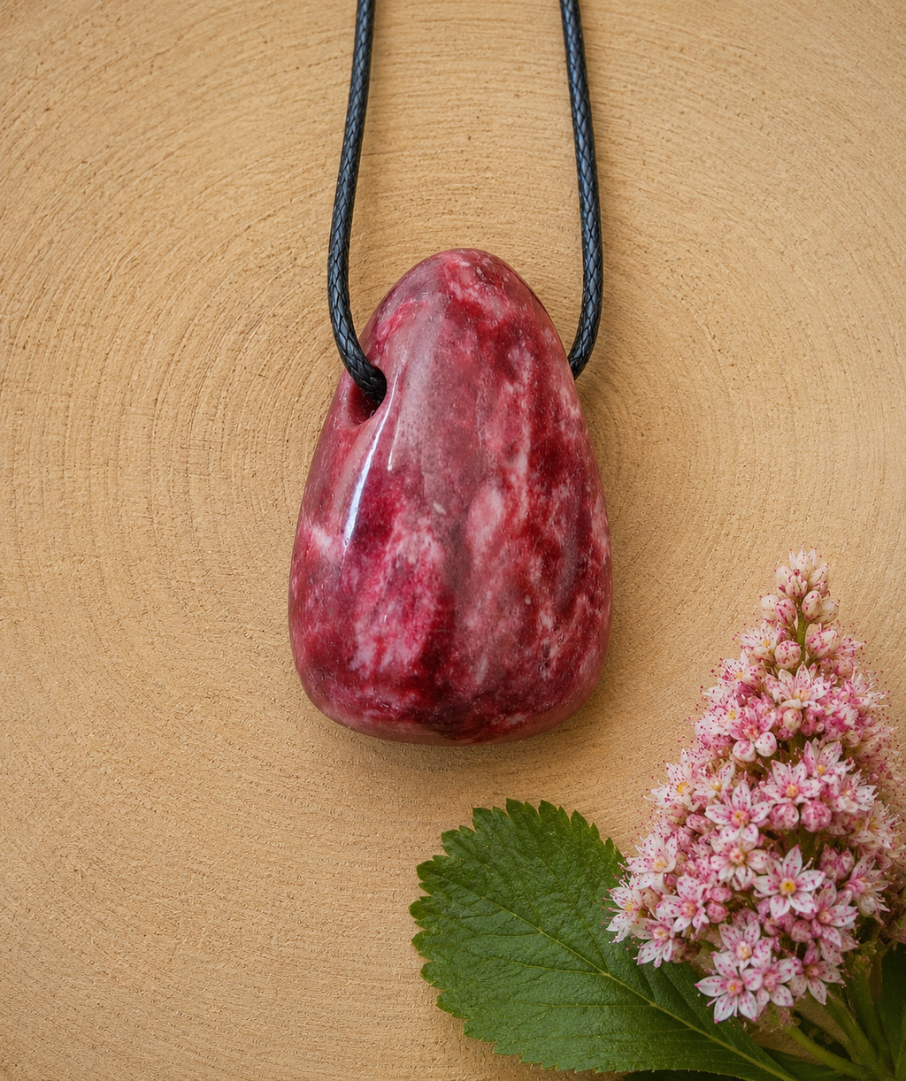 Thulit Anhänger aus Norwegen – Rosa Zoisit, ca. 3 cm, Naturstein
