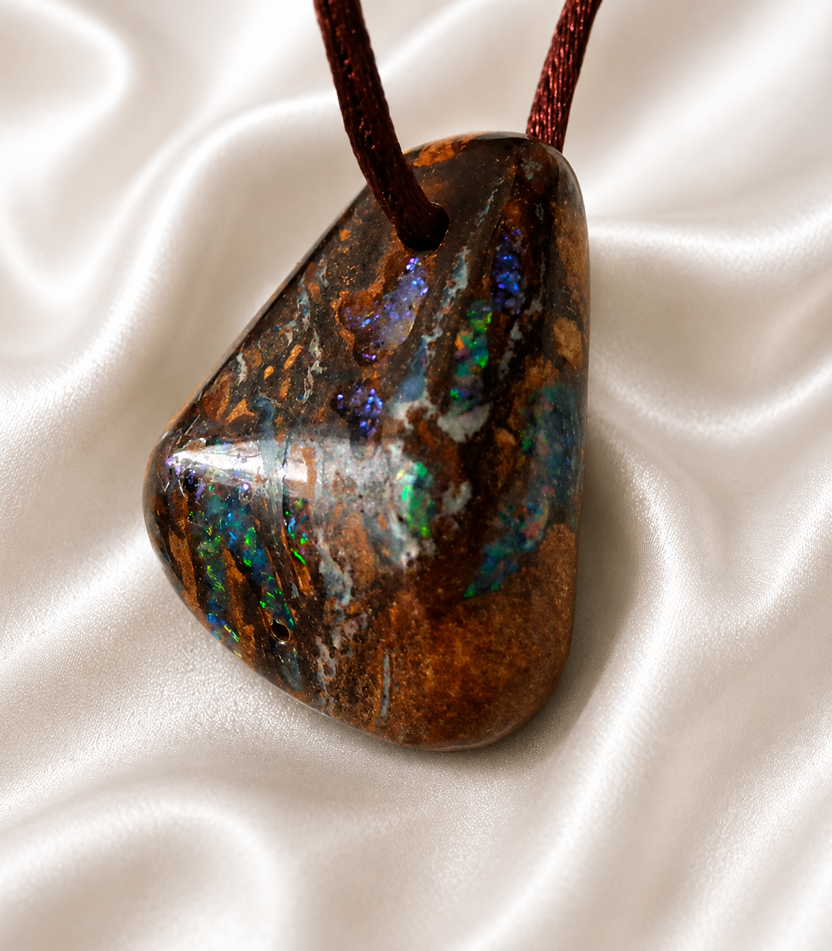Boulder-Matrix-Opal Anhänger – Amulett & Glücksbringer | Unikat aus Australien | 3,5×3×1,1 cm