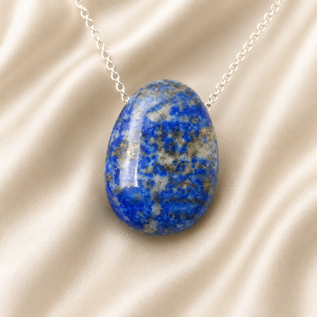 Lapislazuli Anhänger mit Stahlkette – Echter Lasurstein | Naturstein Schmuck
