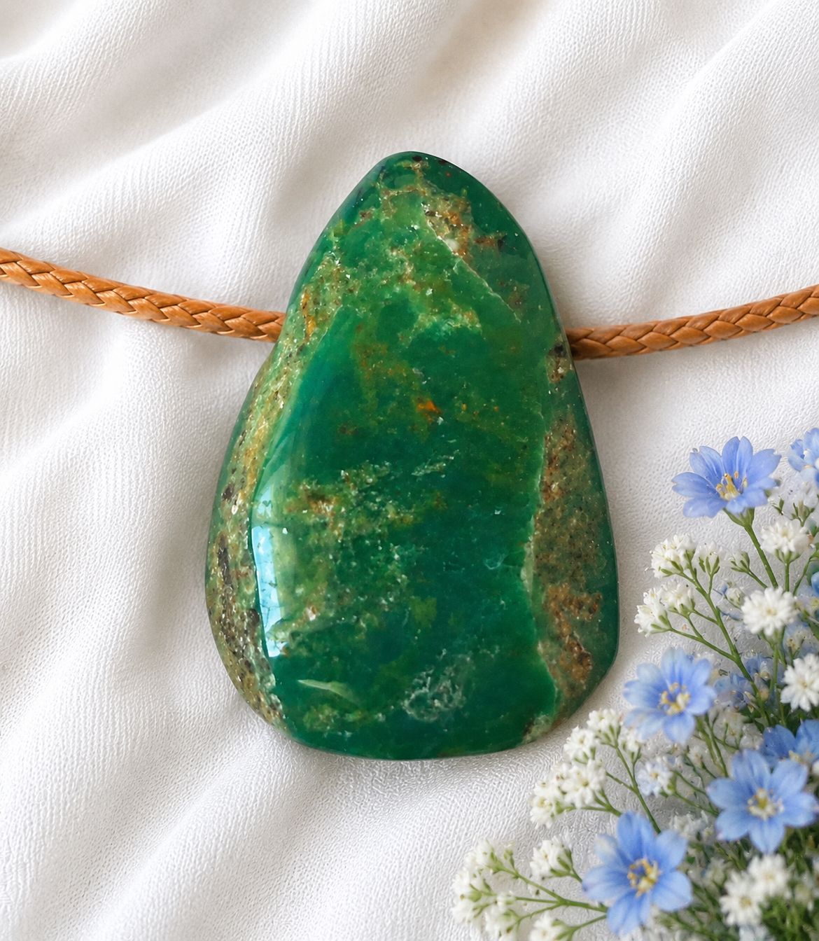 Atacama Opal Anhänger – Chilenischer Chrysokoll-Opal | Scheibenstein 25×20 mm