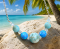 Atlantiskette – Larimar & Opalperlen | Handgefertigte Halskette 54 cm