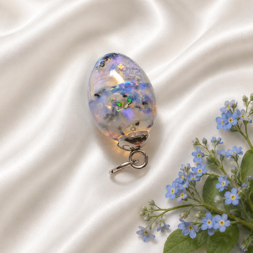 Synthetischer Opal Anhänger Blau-Grün-Orange – Farbspiel Edelstein, 2,5 × 1,5 cm