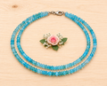 Apatit Kette – intensives Blau, 925 Silber, 45 cm, deutsche Handarbeit
