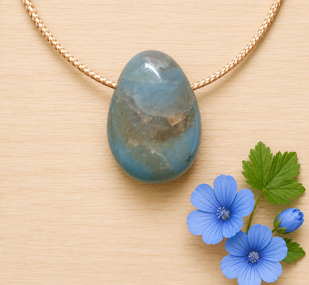 Chrysopal Anhänger – Andenopal aus Peru, Unikat Nr. 5 | inkl. 100 cm goldbraunes Band