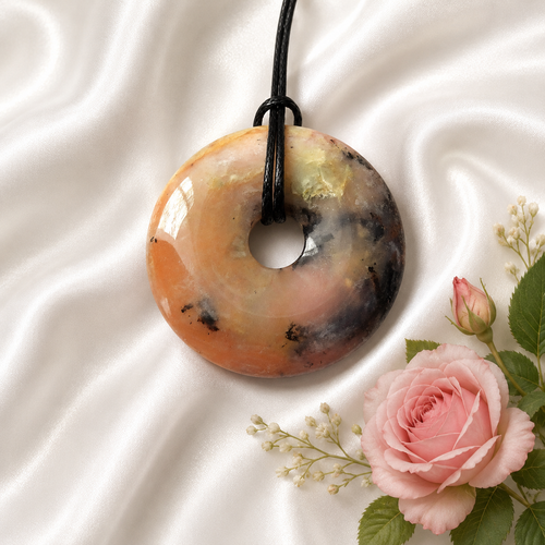 Andenopal Donut Anhänger – Pi-Scheibe aus Peru, Ø 40 mm