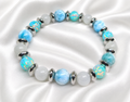 Larimar Armband | A++ Qualität | Selenit & Opal | 19 cm | Handarbeit