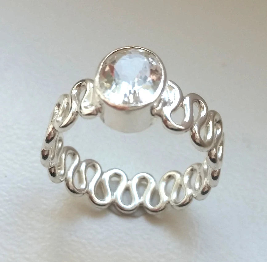 925 Silberring mit Weißtopas – Solitärring | Oval Facettiert