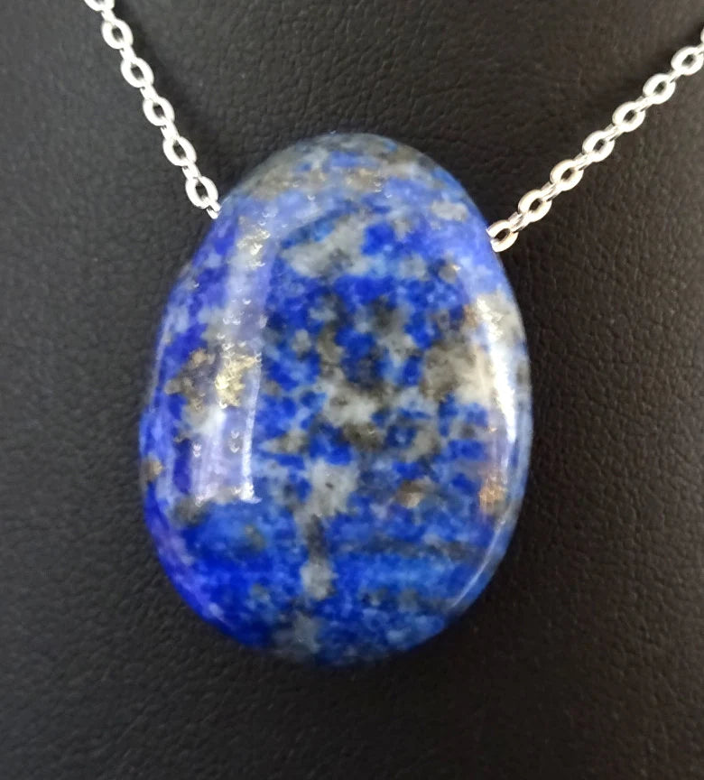 Lapislazuli Anhänger mit Stahlkette – Echter Lasurstein | Naturstein Schmuck