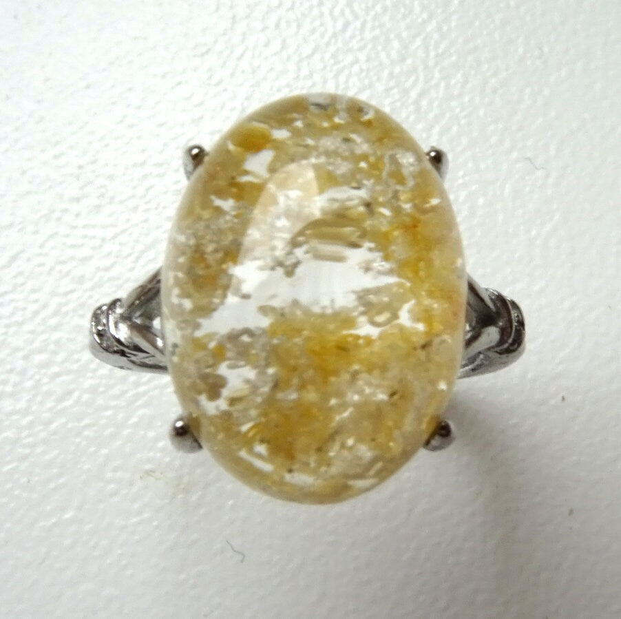 Edelstahlring mit gelbem Phantomquarz-Cabochon – Lodolith | Verstellbar