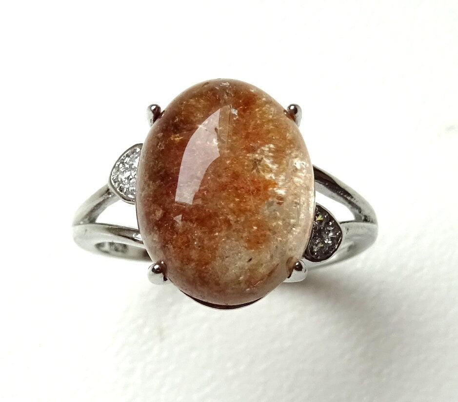 Edelstahlring mit Phantomquarz-Cabochon – Lodolith | Verstellbar