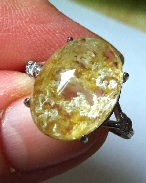 Edelstahlring mit gelbem Phantomquarz-Cabochon – Lodolith | Verstellbar