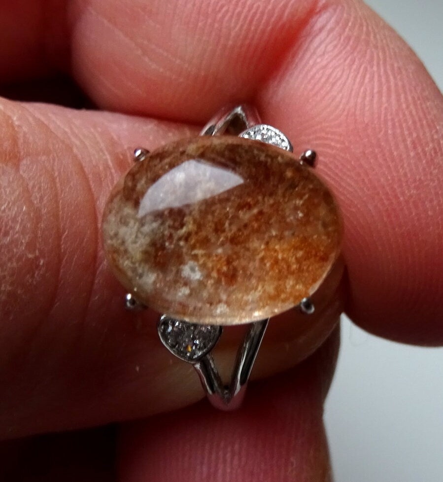 Edelstahlring mit Phantomquarz-Cabochon – Lodolith | Verstellbar