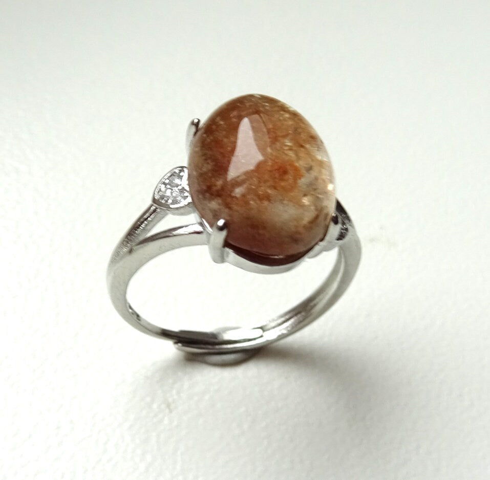 Edelstahlring mit Phantomquarz-Cabochon – Lodolith | Verstellbar