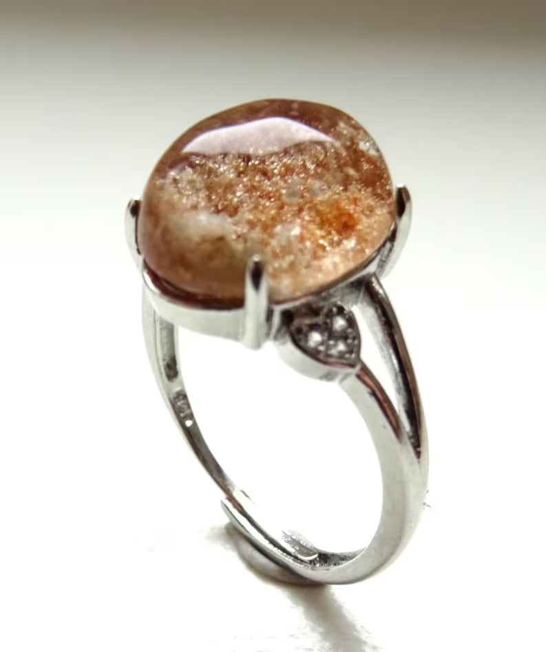 Edelstahlring mit Phantomquarz-Cabochon – Lodolith | Verstellbar