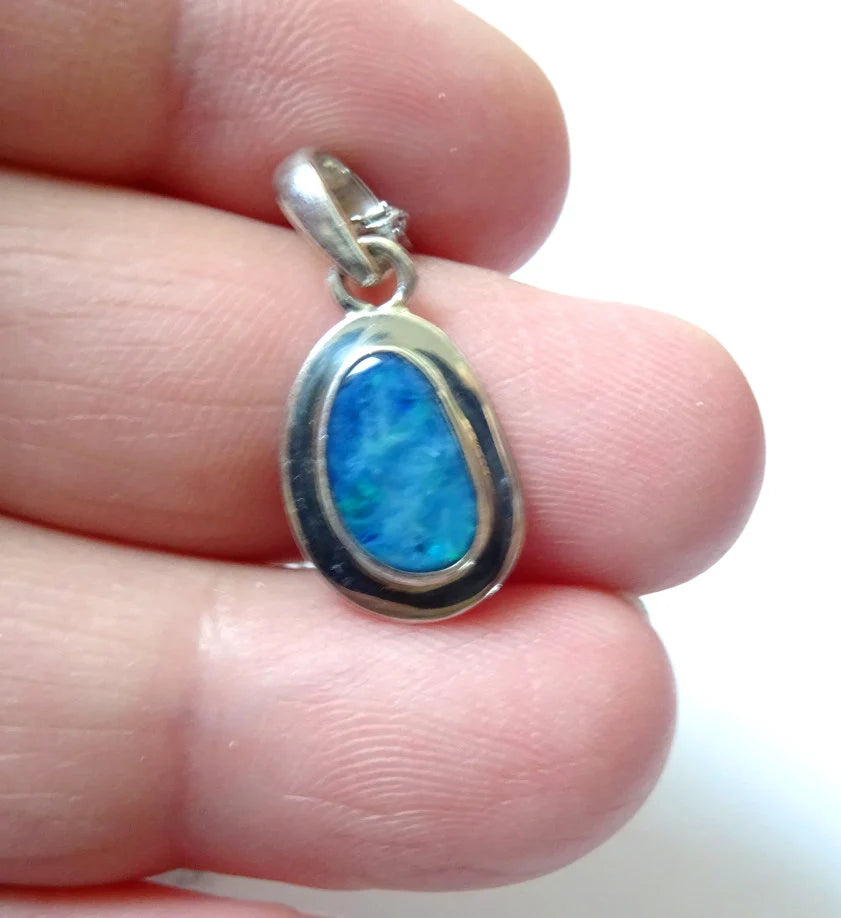 Boulderopal Anhänger | Blau-Grün Freeform | 925 Silber