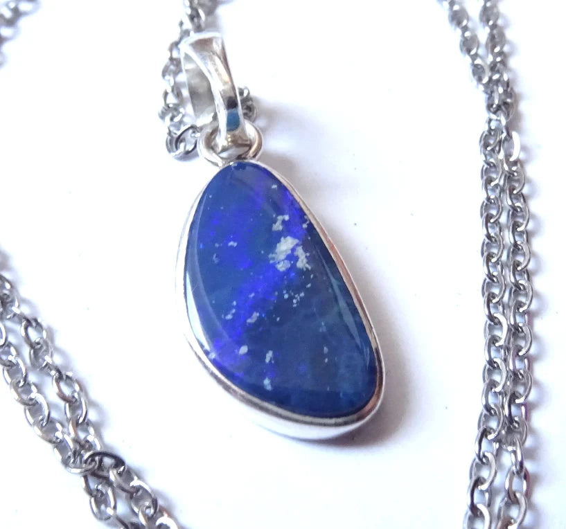 Boulderopal Anhänger | Blau-Grün Freeform | 925 Silberöse | 10 × 17 mm | Echtschmuck