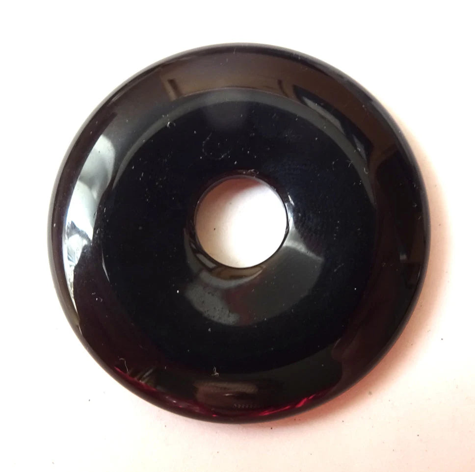 Obsidian Donut-Anhänger – Pi-Scheibe, 4 cm, aus Armenien