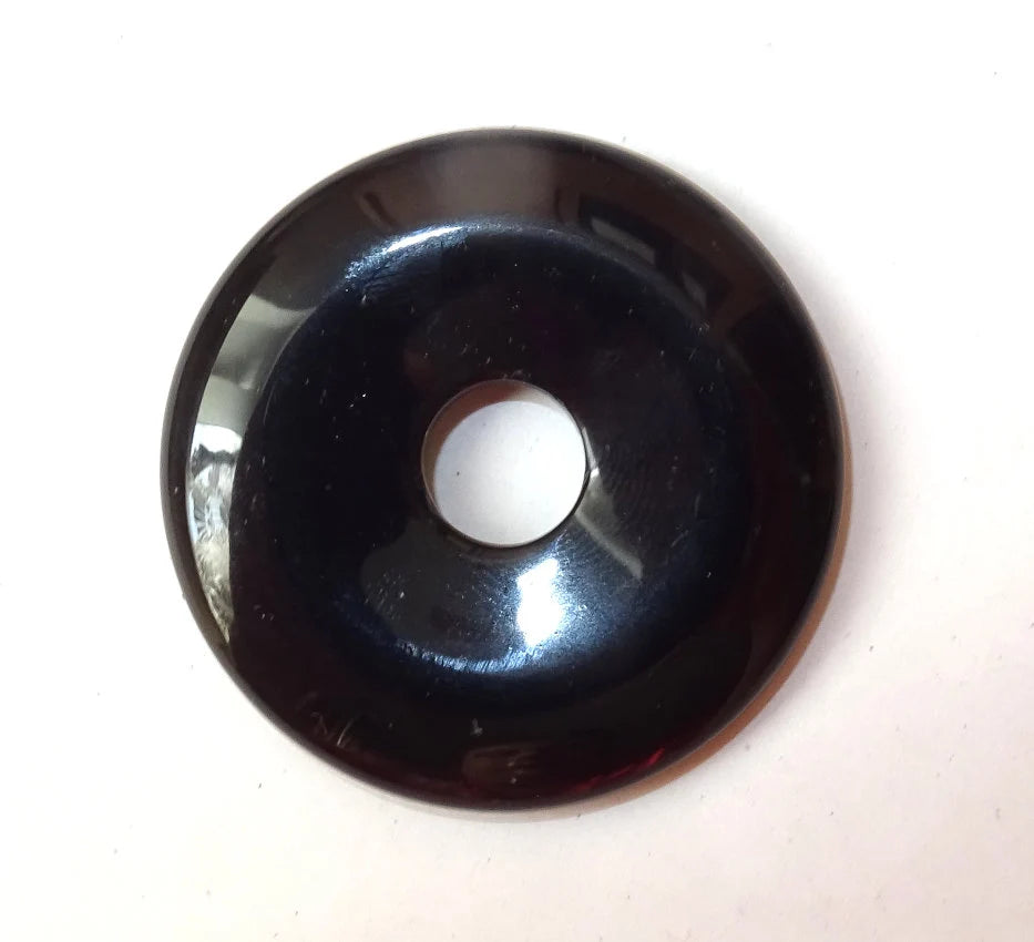 Obsidian Donut-Anhänger – Pi-Scheibe, 4 cm, aus Armenien