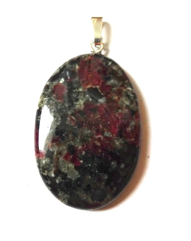 Eudialyt Anhänger Cabochon mit 925 Silberschlaufe – Seltener Energiestein | 37×25 mm