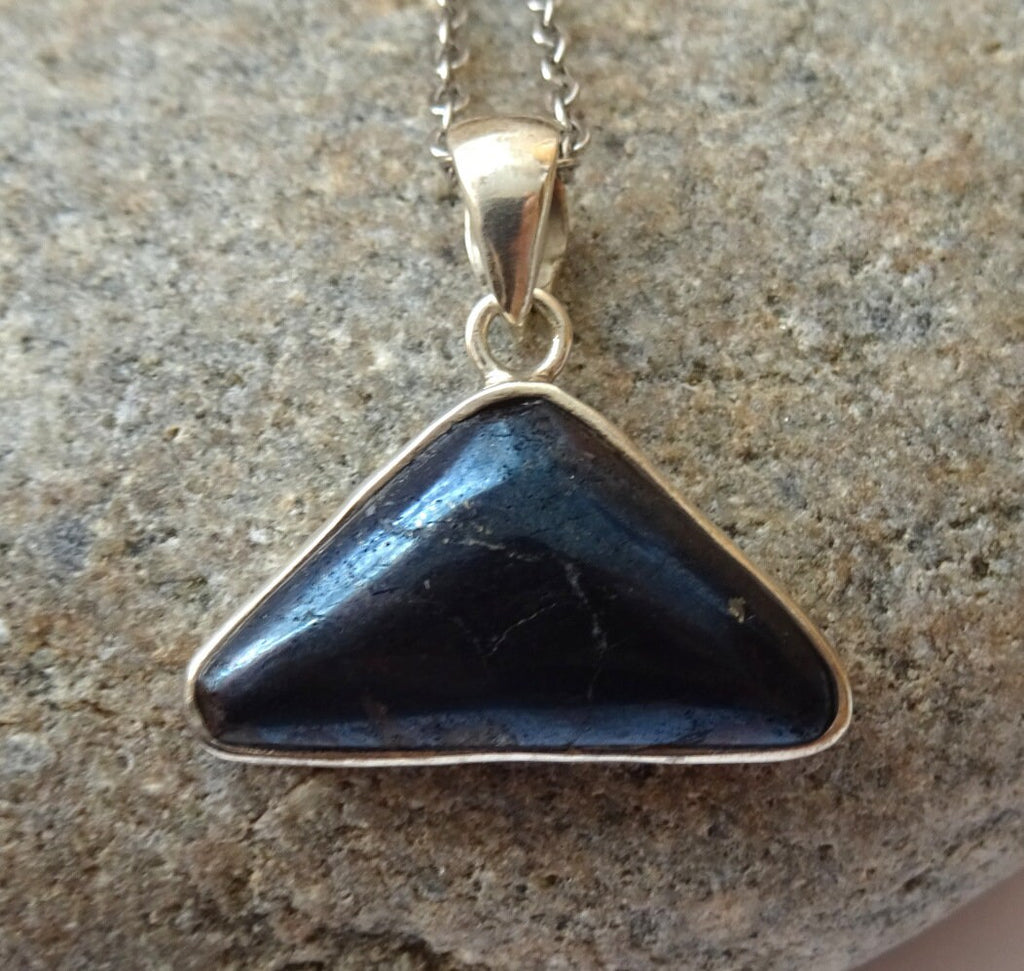 Covellin Steinanhänger 925 Silber – Seltener Kupferindigo mit Edelstahlkette