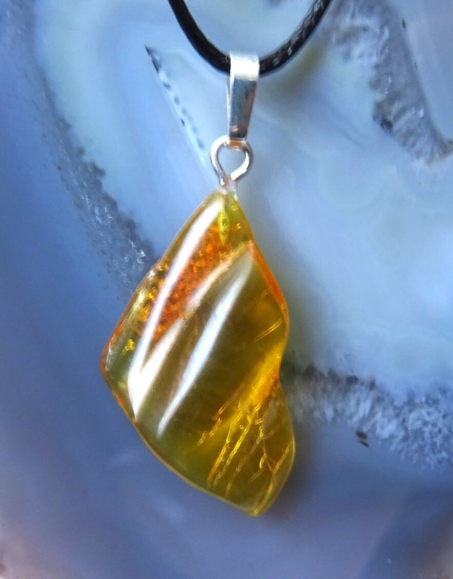 Naturbernstein goldgelb mit 925 Sterlingsilber – Anhänger 16×26 mm | Baltischer Bernstein