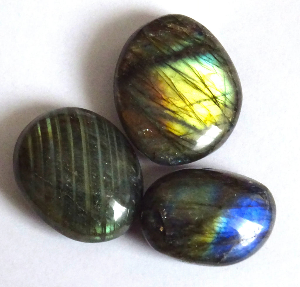 Labradorit Cabochon | 3 Stück | Spektrolith | Wire Wrapping | Madagaskar | 30 × 25 mm