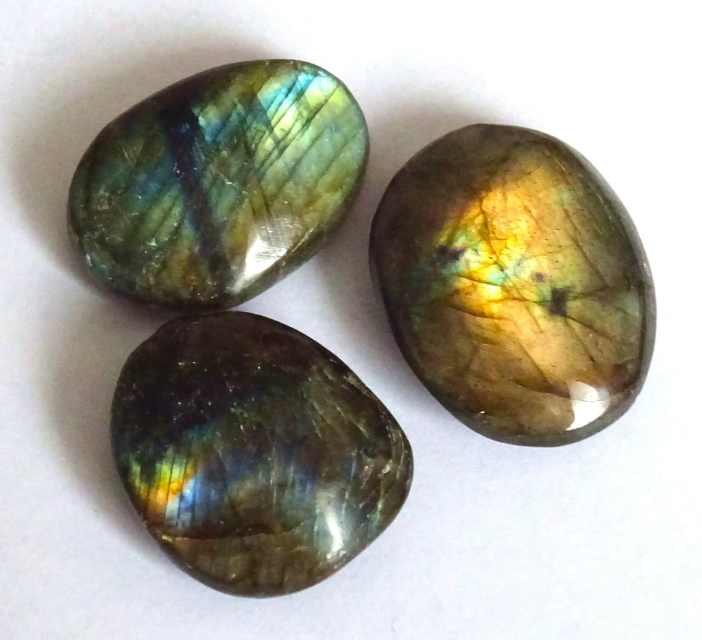 Labradorit Cabochon | 3 Stück | Spektrolith | Wire Wrapping | Madagaskar | 30 × 25 mm