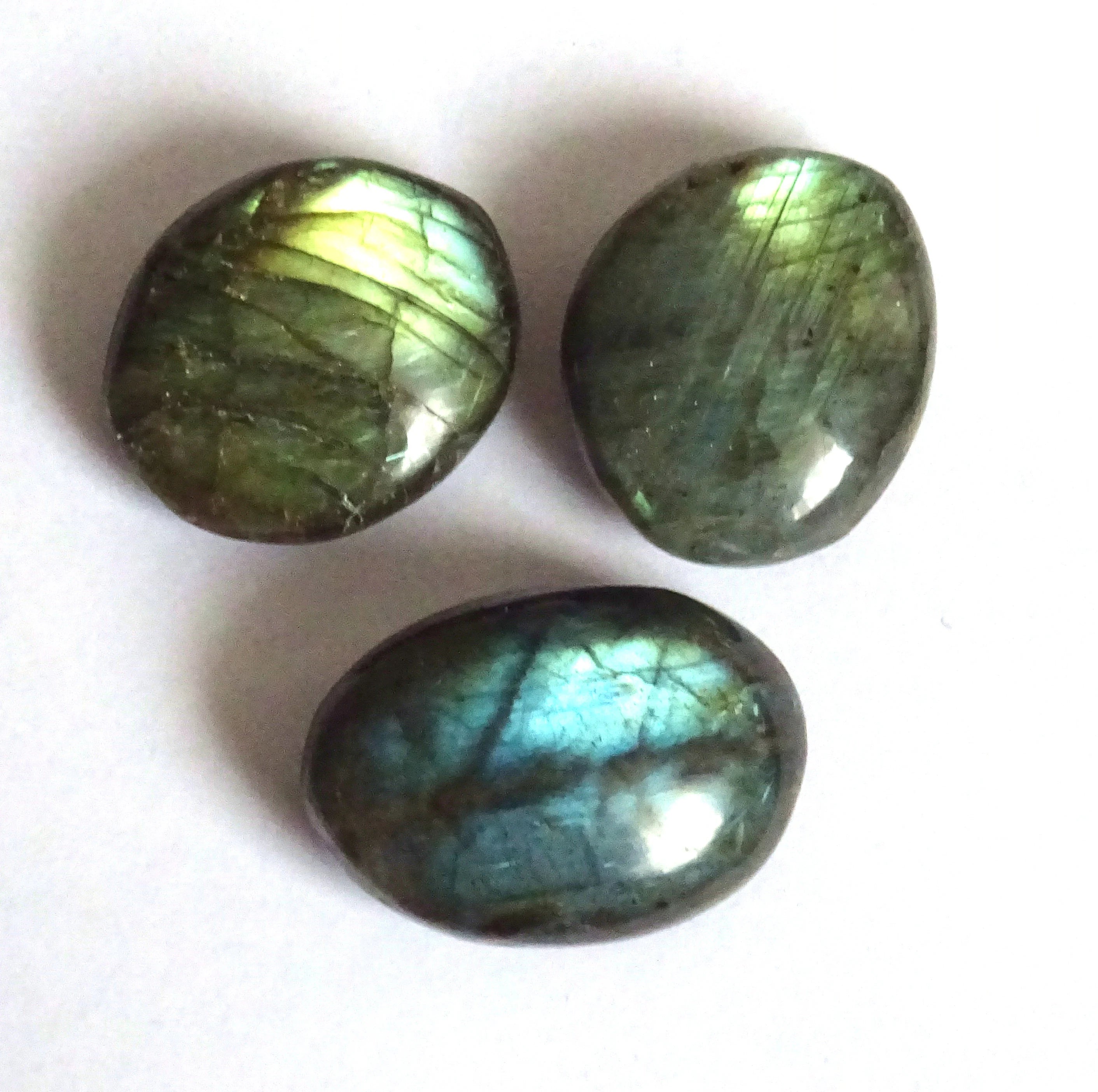 Labradorit Cabochon | 3 Stück | Spektrolith | Wire Wrapping | Madagaskar | 30 × 25 mm