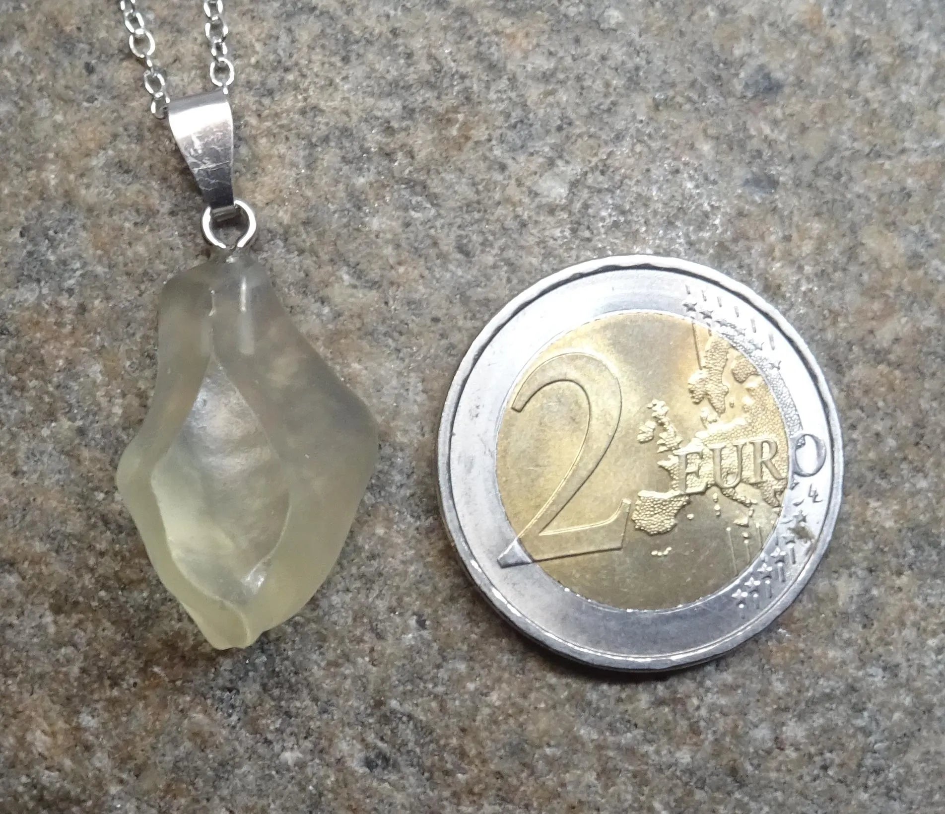 Libysches Wüstenglas Anhänger – 925 Silberkette | Seltener als Diamanten, 55 cm