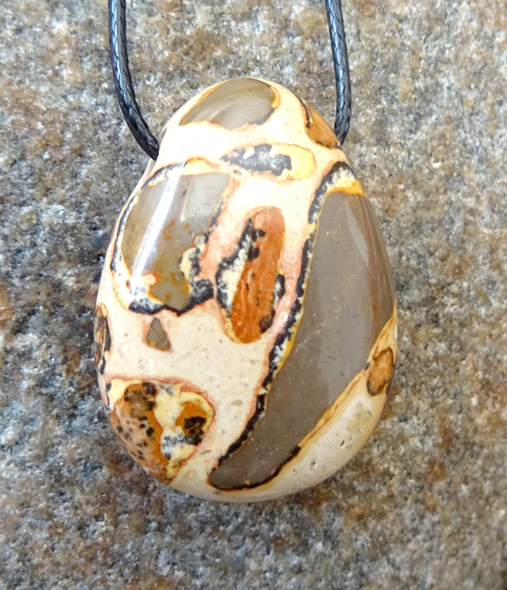 Onkolith Leopardit Anhänger – Jaspis Lochstein aus Peru | Naturstein Schmuck