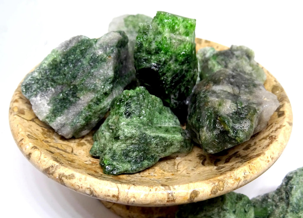 Diopsid Rohsteine Set – 3 Stück Wassersteine