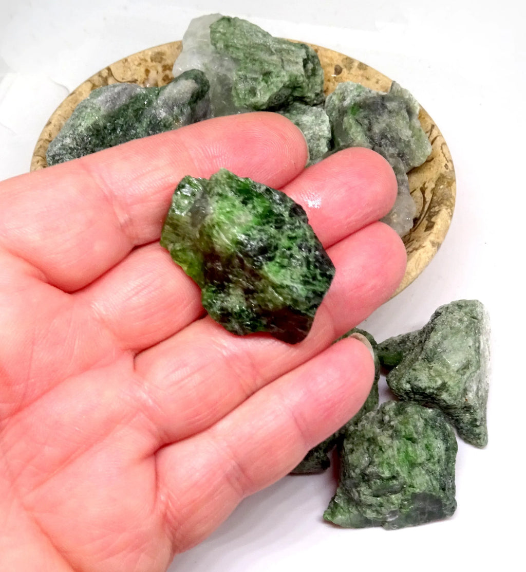 Diopsid Rohsteine Set – 3 Stück Wassersteine