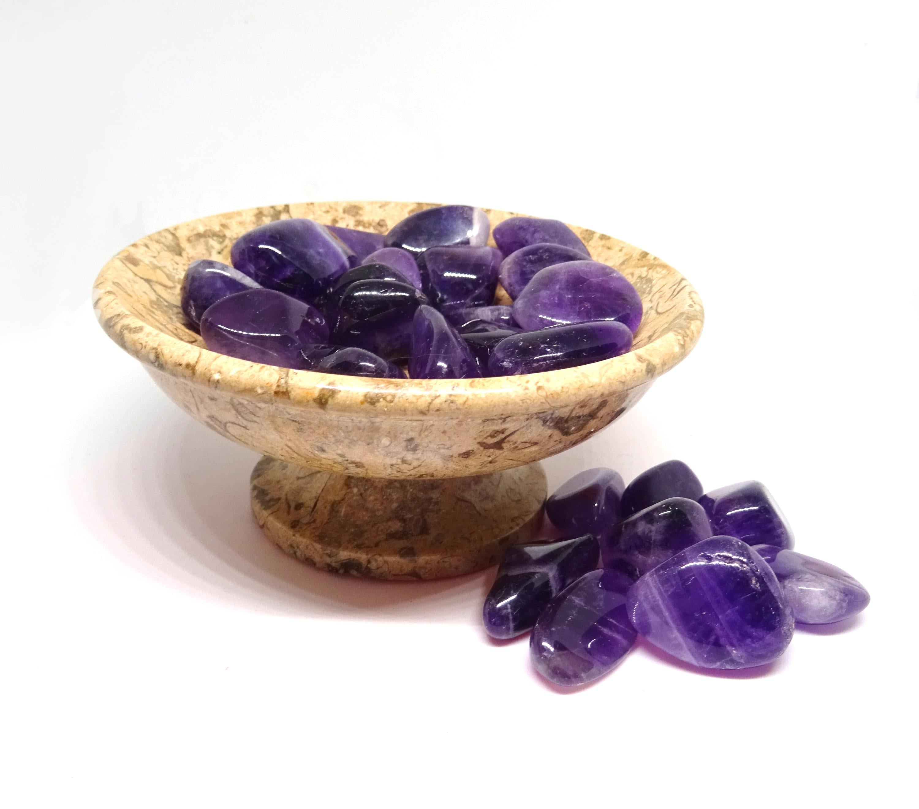 3 Amethyst Trommelsteine aus Uruguay – Wasserstein & Taschenstein | ca. 2 cm