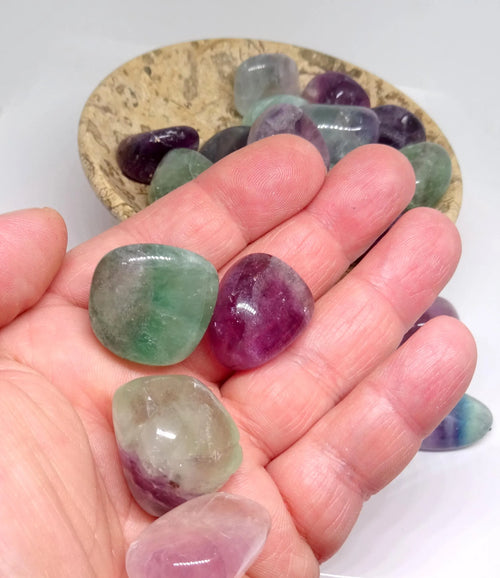 3 Fluorit Trommelsteine – Stein der Klarheit | Calciumfluorid, Taschenstein, Wasserstein