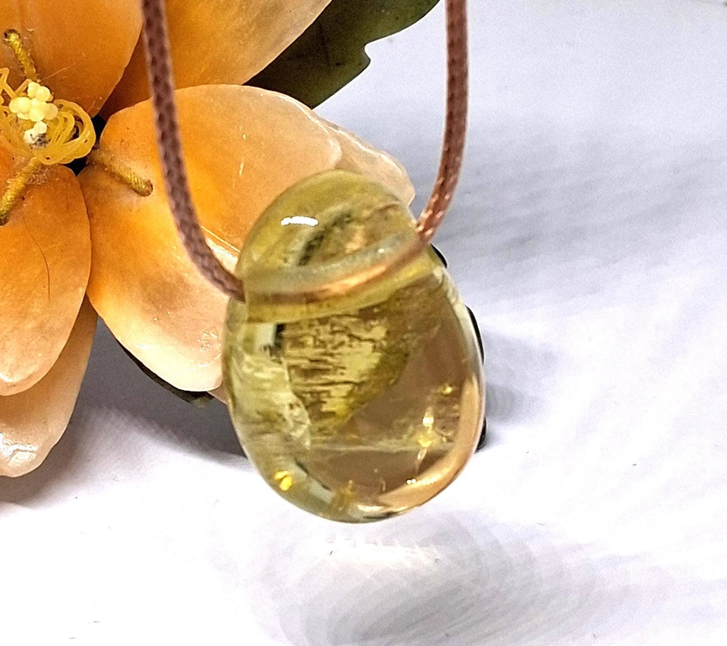 Zitronenquarz Anhänger – Lemon Quarz Lochstein, 20 × 30 mm, Goldband | Elassteine