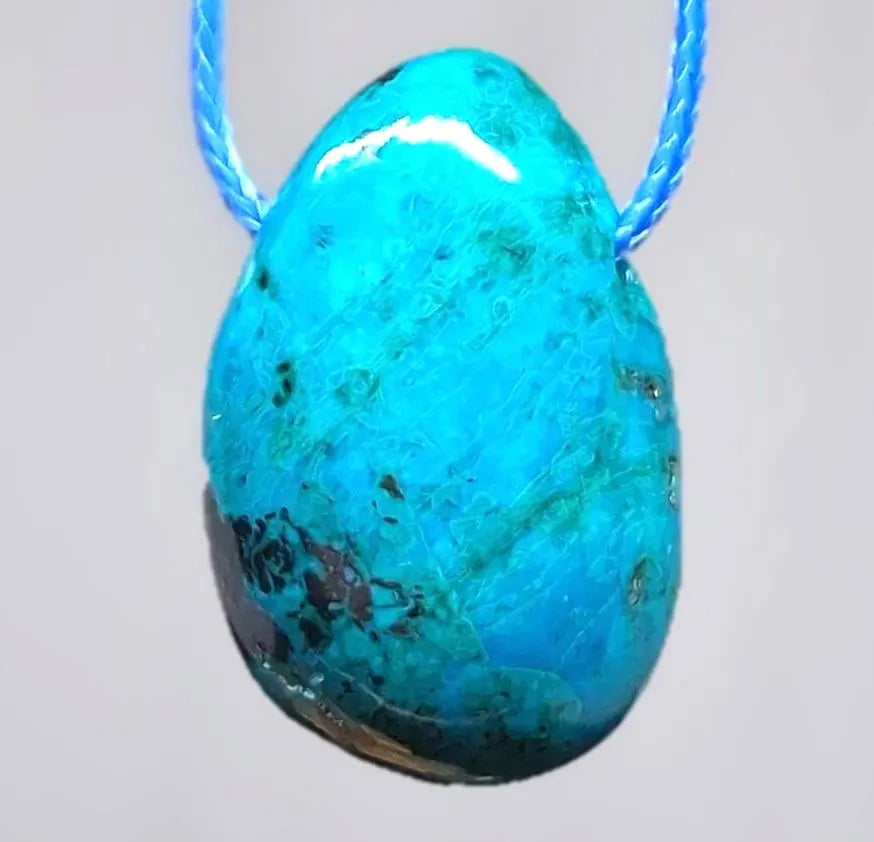 Chrysokoll Anhänger – Lebhaftes Blau-Grün, beidseitig, Größe M