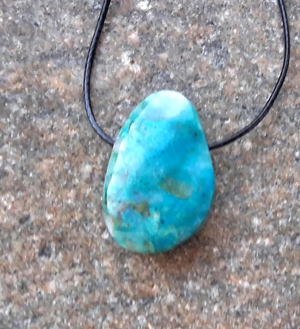 Atacama Opal Anhänger – Chilenischer Chrysokoll-Opal | Scheibenstein 27×20 mm