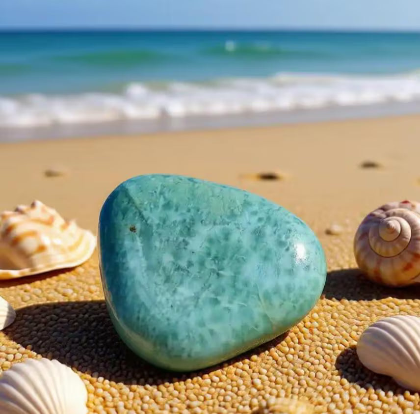 Larimar Palmstone – Polierter Cabochon & Wire Wrapping Stein | Atlantisstein