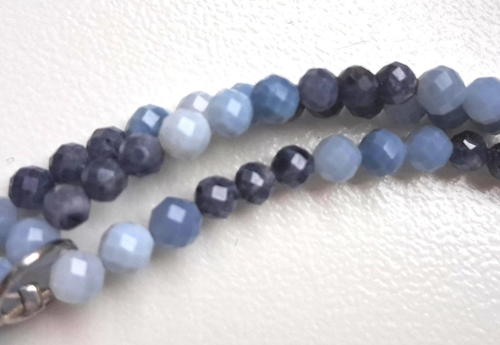Saphir & Owyhee Opal Collier – Handgefertigt | Blau, ca. 54 cm