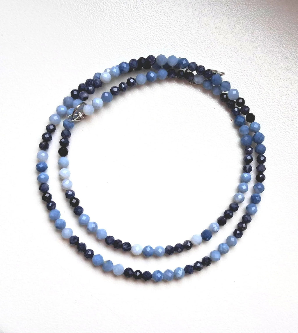 Saphir & Owyhee Opal Collier – Handgefertigt | Blau, ca. 54 cm