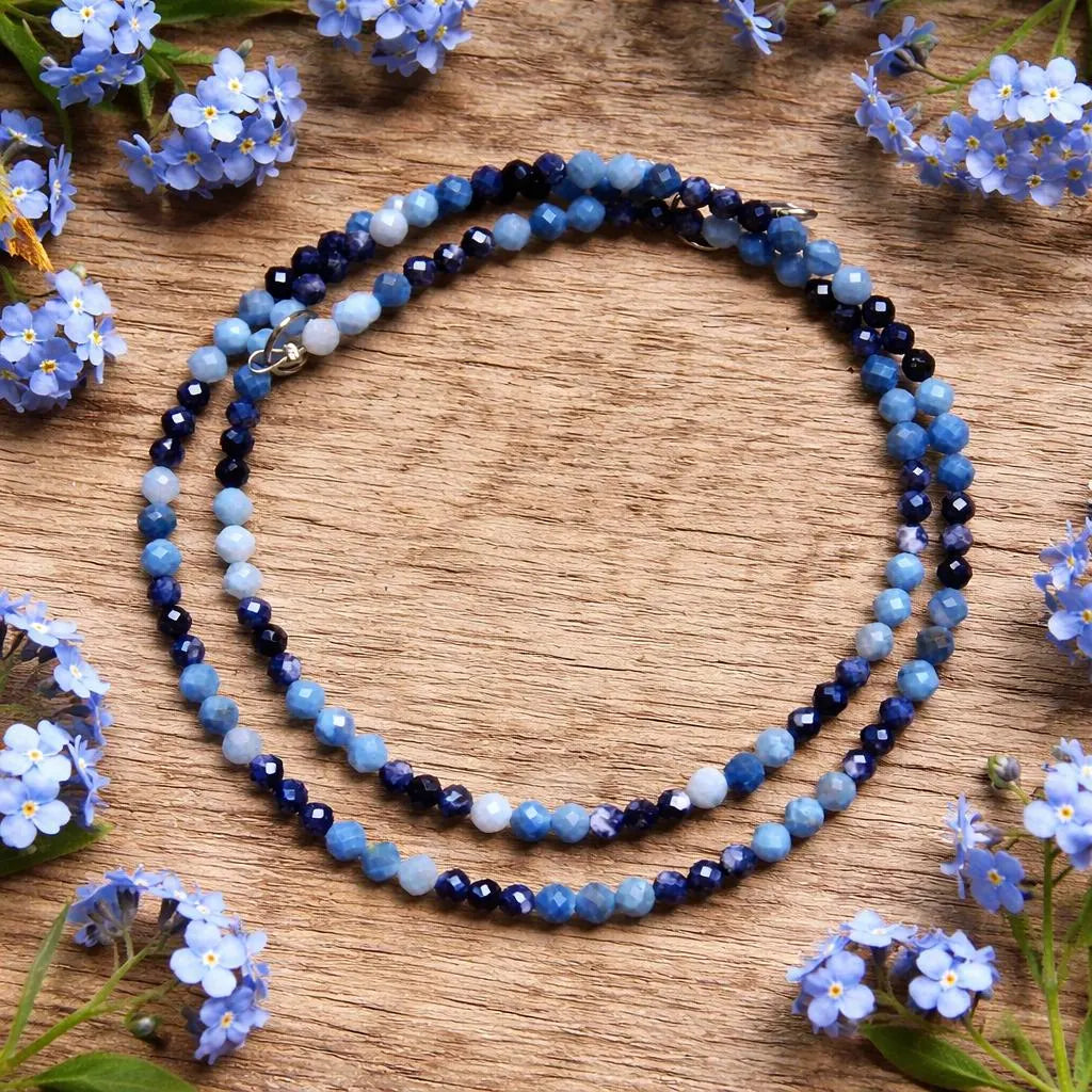 Saphir & Owyhee Opal Collier – Handgefertigt | Blau, ca. 54 cm