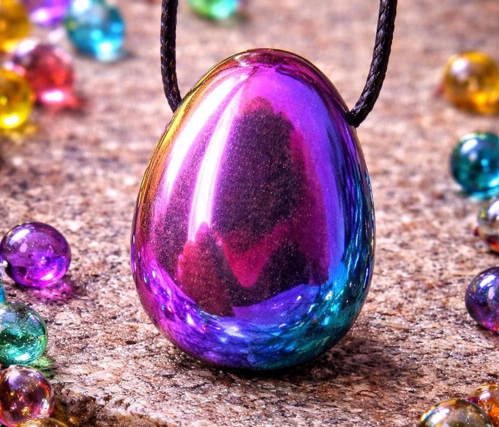 Hämatit Donut Anhänger – Regenbogen Titanium | Lochstein | Wurzel-Chakra