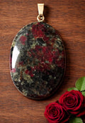 Eudialyt Anhänger Cabochon mit 925 Silberschlaufe – Seltener Energiestein | 37×25 mm