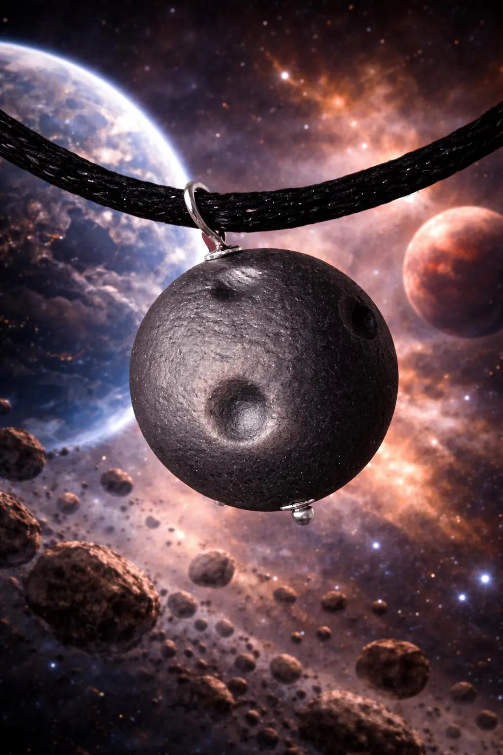 Silberobsidian Mond Anhänger mit 925 Silberkappen – 20 mm, Schutzstein
